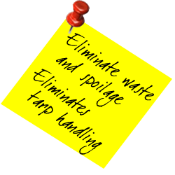 Eliminate waste and spoilage... eliminates tarp handling
